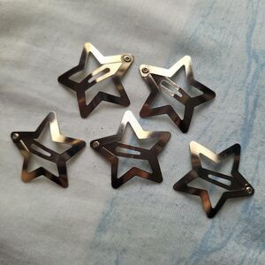 Five Silver Metal Star Hairclips Hair Accessory Hot Topic Cutecore Kawaii Decora